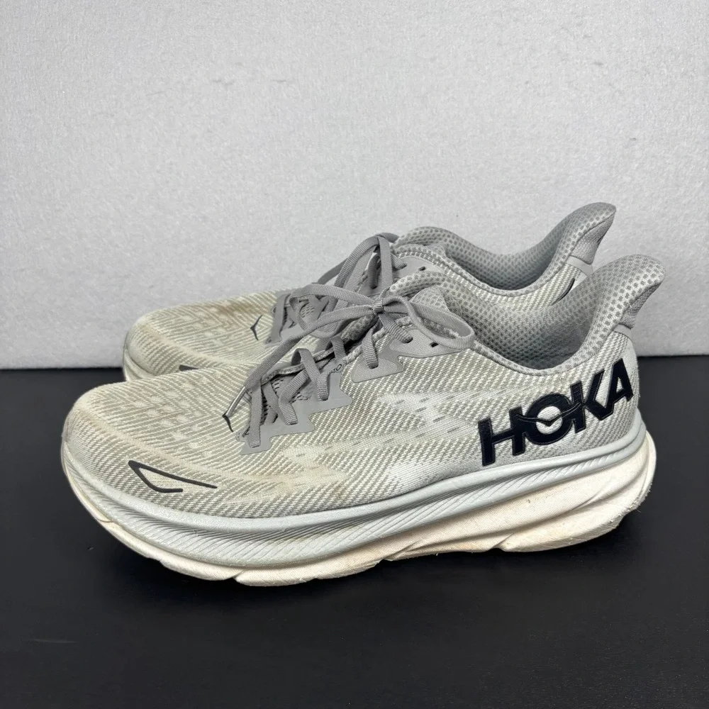 Hoka One One Clifton 9 Harbor Mist Gray Mens 14 D Running Shoes 1127895 HMBC